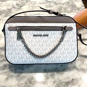 Michael Kors White and Grey Crossbody Bag